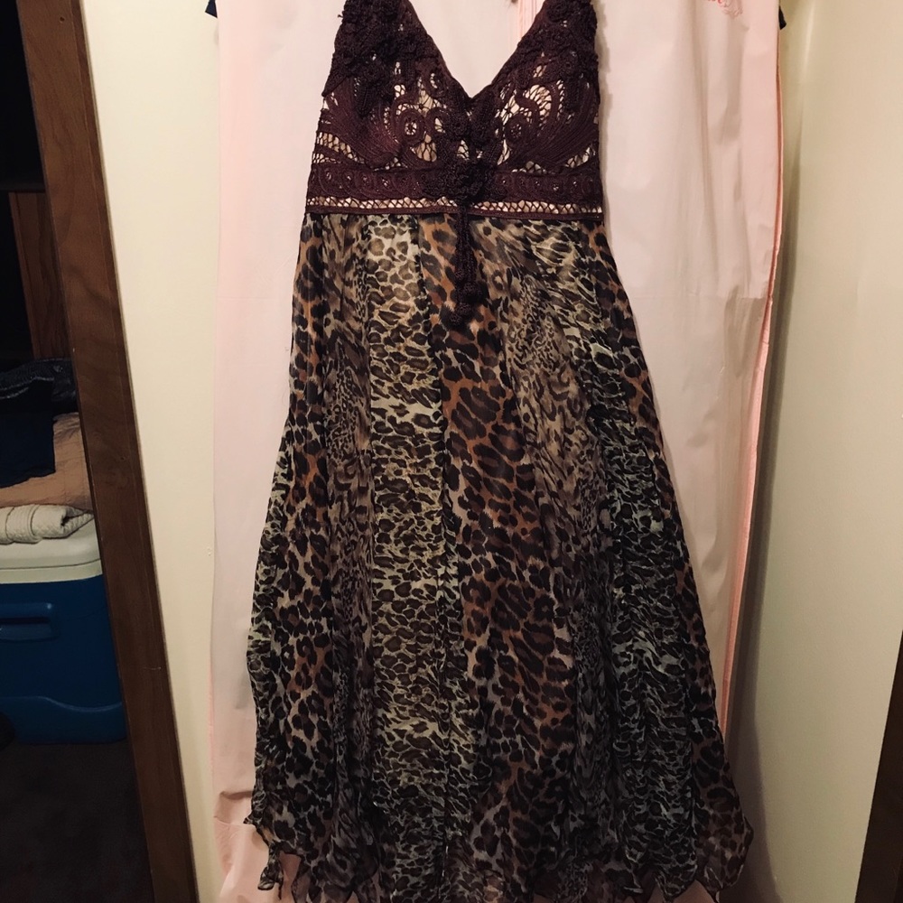 Strapless tiger print dress